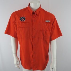 Columbia PFG Auburn Tigers Men's Fishing Vented‎ Shirt Size Medium Orange